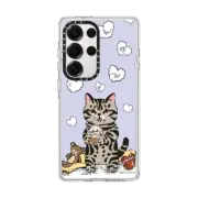 Galaxy S25 Ultra Clear Magnetic Case Cat Lilac Love