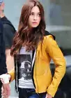 Women Ninja Turtles Megan Fox "April O'Neil" Yellow Leather Jacket