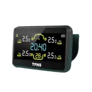 RedrRover Car Large LCD Screen TPMS Tire Pressure Monitoring System Solar Charging Time Display with 4 Sensors