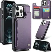 ELEPIK for iPhone 11 Pro Max Case with Card Holder, Kickstand [5 Card/Cash Holder] [for Women & Men] [Durable PU Leather] Magnetic Wallet Phone Cover for iPhone 11 Pro Max, Fashion Purple