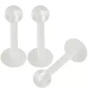 PAIR 16G / 14G CLEAR BALL FLEXIBLE RETAINER LABRET LIP BIOFLEX EAR TRAGUS RING