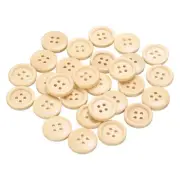 30pcs Wooden Sewing Button 20mm 4 Holes Round Craft Buttons, Natural Wood