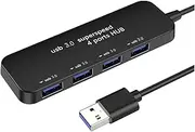 SHU-Store Ultra-Thin 4-Port USB 3.0 HUB High Speed Indicator Light USB Hub Fit for Multi-Device Computer Laptop Desktop PC Adapter USB 3.0 HUB (Color : Black)