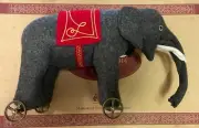 Steiff Filzelefant Auf Rädern 1914 Grau 22 Elephant Doll Tag #02068