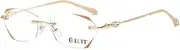 LUFF Rimless Reading Glasses for Women,Frameless Metal Fashion Diamond Cut Edge Blue Light Computer Readers,Anti Eyestrain