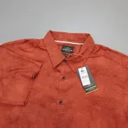 Quicksilver Waterman Mens High Tide Orange Woven Short Sleeve Shirt Comfort Fit