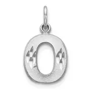 14K White Gold 14Kw Satin Diamond-Cut Letter O Initial Charm