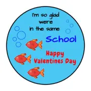 Kids Valentines day Fish Stickers, labels, tags, school