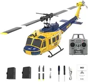 3D Stunt RC Helicopter with 2 Battery for Adults, C032 1/48 Scale UH-1 Huey 2.4G 6CH Flybarless RC Helicopter with Intelligent Positioning System for Beginners (RTF Version)