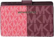 Michael Kors Jet Set Travel Wallet - Medium Two-Tone Logo -Oxblood Multi - NWT