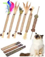 Silvervine Chew Sticks for Cats, 12 Pack Natural Catnip Chew Toys for Kittens Te