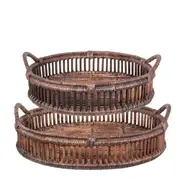 [Florabelle Living] Saona Brown Rattan Trays Set of 2