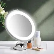 10x Magnifying Makeup Mirror LED Light Cosmetic Bathroom Round 360° Rotation…