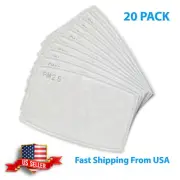 20x PM2.5 Adult 5-Layer Carbon Face Fresh Air Mask Filter Cover Replacements Set