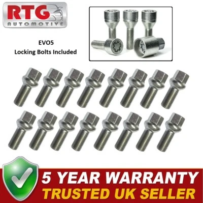 16x Bolts + 4x EVO5 Locking Wheel Bolts For Seat Ateca 2016 On (Alloy Wheels)
