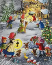 Vintage NOS Advent Nativity Manger Calendar DENMARK 15x11 Moldow