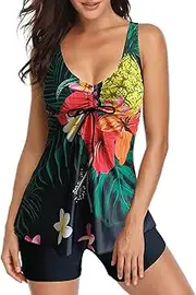 [Generic] Bathing Shorts for Women Women Plus Size Vintage Print Strappy Back Tankini Set Two Piece Bathing Suit Beachwear Print Push Two Piece Swimwear Beachdress Swimsuit Swimwears Swimming Shorts Boys