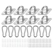 8 Pcs Pad Eye Plate, 3.9 Inch Stainless Steel Ceiling U Hooks with Screw, Silver