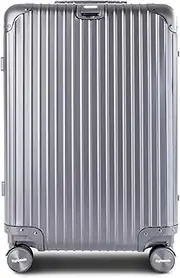 [Flightmode] Suitcase Large(Aluminium Suitcase for Travel, Trolley Case, No Zipper, Hard Shell, Silent 360° Spinner Wheels, Silver, 28-inch)
