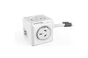 Allocacoc PowerCube 4 Socket 2 USB Power Board Mount w 1.5m Extension Cord White