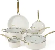 Lockton Nonstick Ceramic Interior 10 Piece Enamel Auminum Cookware Set - Line...