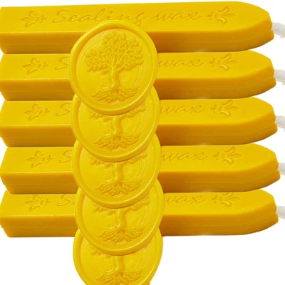 Wax Seal Sticks, 12 Pieces Yellow Sealing Wax Sticks with Wicks, Antique Sealin