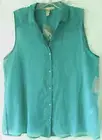 NWT Forever 21 Womens Teal Sheer Summer Chiffon Woven Shirt Top Size Small