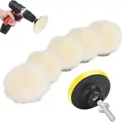 7 PCS 3Inch Wool Polishing Buffing Pad, with Hook and Loop Back, for Drill Buffe