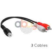 3PCS RCA Female Jack to 2 RCA Male Plug Cable Audio Adapter 2-Way Y Splitter