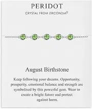 [Philip Jones] August Birthstone Bracelet Created with Peridot Zircondia® Crystals, 18 centimetres, Silver Plated, Brass Alloy, Zircondia® Crystal