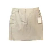 Ann Taylor Skirt Womens 6 Khaki Stretch Linen Blend Pocket Belt Loop Inner Lined