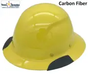 DAX Actual Carbon Fiber Full Brim Lift Safety Hard Hat - Yellow