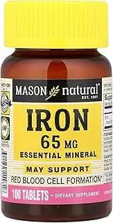 NATURAL Ferrous Sulfate Iron Supplement Green Tablets Compare to Feosol - 100 Ea