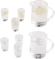 ZUNOXAZ 2sets Miniature Water Pitcher and Cup Set Tiny Kettle and Mini Cups for Dollhouse Decor Realistic Water Props for Pretend Play Safe Material for Creative Scenarios