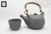 Mino Ware earthen teapot teacup set black ceramic pottery earthenware teapot