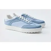 Mens Blue Contrast Panel Mesh Trainer