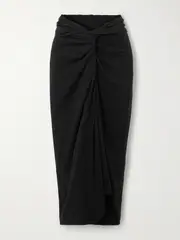[Dries Van Noten] Dries Van Noten - Knotted Cotton-jersey Midi Skirt - Black - small small Black