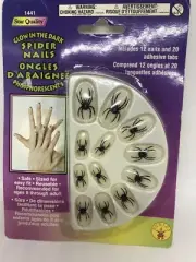 Glow in the Dark Spider Nails Halloween Costume Accessory