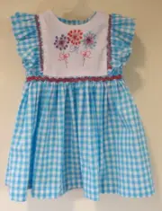 NWT Pleats & Stitches Embroidered Sparklers & Smocked Dress Girl's Size 9 Months