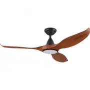 Noosa DC Ceiling Fan 52" With LED Light Black and Teak Blade - 204116