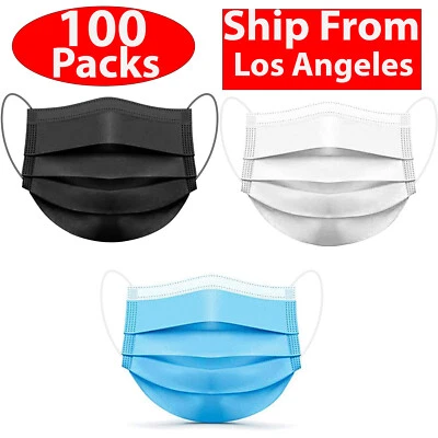 100/ 50 PCS Black Face Mask Mouth & Nose Protector Respirator Masks USA Seller