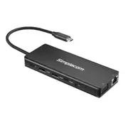 Simplecom CHN613 USB-C 13-in-1 Multiport Docking Station Dual HDMI + VGA Triple Display USB 3.2 Gen 2 10Gbps CHN613