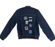KENZO KID KJ41508 INDIGO DENIM JACKET ZIPPER CLASSIC LOGO SIZE 14A XS