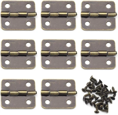 Mini Retro Hinges, 8 PCS Rectangle Antique Bronze Jewelry Box Hinges with Screw