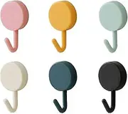 6 Pack Adhesive Hooks Cute Utility Hooks, Key Hooks for Wall Decorative, for Hanging Hat, Towel, Key, Towel Hook Wall Mount for Home, Kitchen, Bathroom, Office（Random Color）