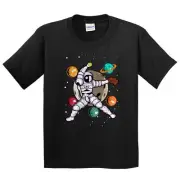 Boys Softball Shirt Softball Pitcher Astronaut Outer Space Spaceman Kids T-Shirt