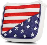 [GonaFit] USA Flag Magnetic Closure Golf Mallet Putter Head Cover for Taylormade Odyssey Scotty Cameron Ping, Durable and Light-weighted Mallet Putter Headcover