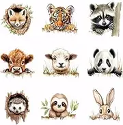 9PCS Pocket Animal Iron On Transfer Patches Animal Heat Transfer Stickers DIY Iron On Decals Washable Heat Transfer Paper for Clothing T-Shirt Backpacks Bag Pillow Decor Applique