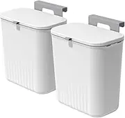 DAIYEE 9L Kitchen Compost Bin for Counter Top or Under Sink, Hanging Large Capacity Trash Can with Lid for Cupboard/Bathroom/Bedroom/Office/Camping, Mountable Indoor Compost Bucket（White 2pcs）