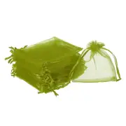 100pcs Organza Bags 4x5 Inch Drawstring Favor Pouches Sheer Mesh Bag Army Green